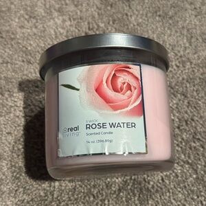 Real Living Rose Water Scented 3 Wick Candle 14 oz